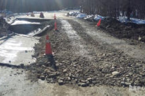 Xızıda SÜRÜŞMƏ: Altıağaca gedən yol çökdü - FOTOLAR