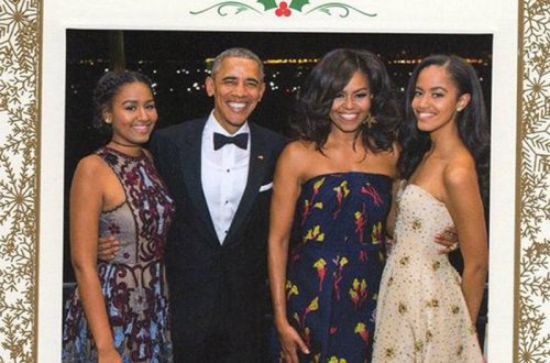 Obama və ailəsi sonuncu açıqcasını hazırlatdı - FOTO