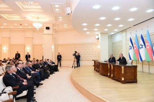 Prezident və Netanyahu mətbuata bəyanatla çıxış edib - Fotolar