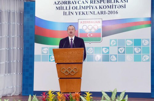 Prezident İlham Əliyev 2016-cı ilin idman yekunlarına həsr olunan mərasimdə iştirak edib