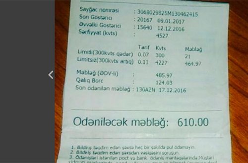 Yeni “İşıq pulu” qəbzləri ilə bağlı hansı şikayətlər var?