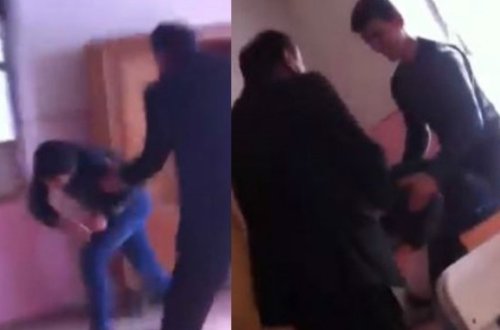 Məktəbdə biabırçılıq: müəllimin şagirdi döydü — VİDEO