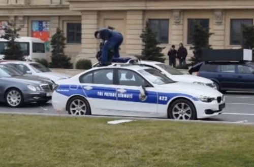 Polis maşınını əzənə hökm oxundu - VİDEO
