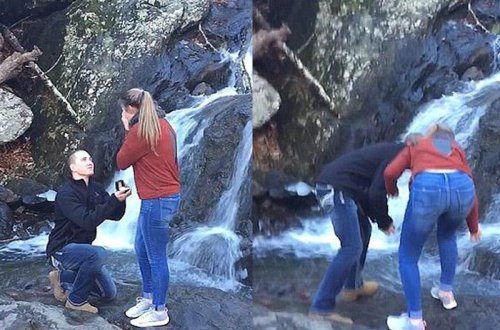 Evlənmə təklifində üzük suya düşdü - FOTOLAR