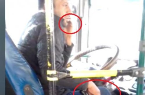 Bakıda avtobus sürücüsü qaydaları belə pozur - VİDEO