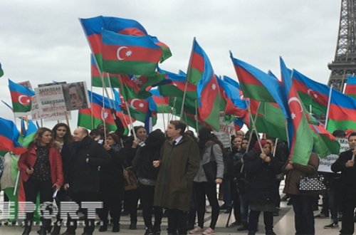Parisdəki azərbaycanlılardan Sarkisyana qarşı etiraz aksiyası - FOTOLAR -VİDEO