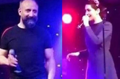 Bergüzar səhnədə əri ilə 