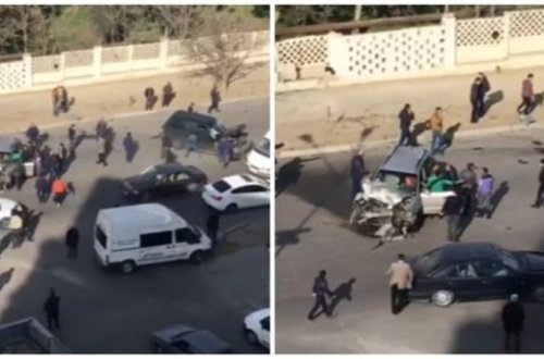 Bakıda dəhşətli qəza kameralara düşdü - VİDEO