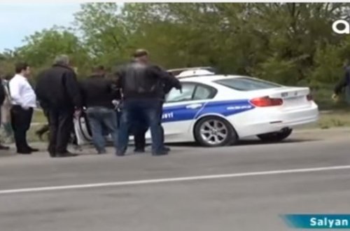 Azərbaycanda yol polisi maşının düşdüyü dəhşətli qəzanın görüntüləri - VİDEO