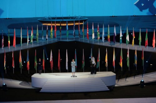 İslam Oyunlarının açılışında Mehriban Əliyeva çıxış edir