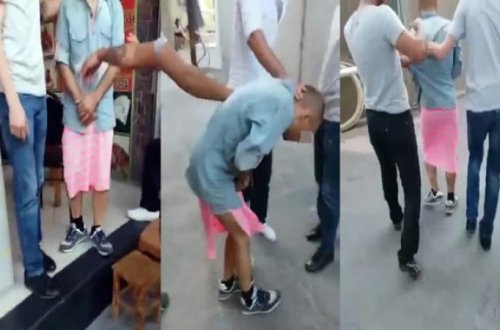 KIŞIYƏ QADIN PALTARI GEYINDIRIB KÜÇƏDƏ GƏZDIRDILƏR - -VIDEO