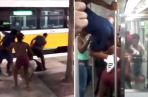 Metroda dava - Qıza söz atan oğlan vəhşicəsinə döyüldü