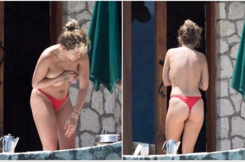 Rita Ora hamının yanında bikinisini çıxartdı - fotolar