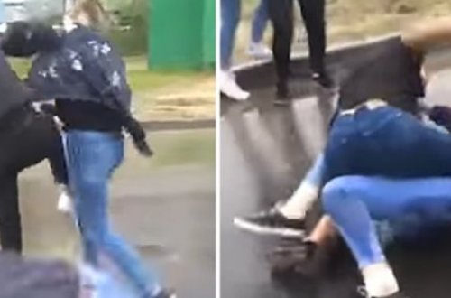 Qızlar arasında kütləvi dava – Video