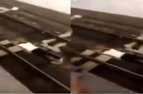 Bakı metrosunda dəhşətli anlar - Relsin üstünə uzandı - VİDEO