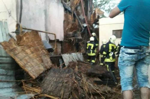 Bakıda məcburi köçkünlərin məskunlaşdığı binada yanğın oldu - FOTO