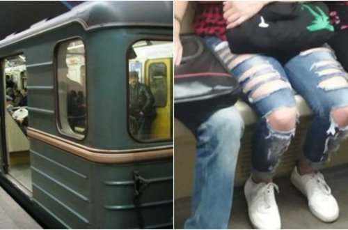 Bakı metrosunda DAVA DÜŞDÜ: Cırıq şalvar geyinən qızı... - FOTO
