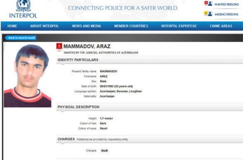 İnterpol 25 yaşlı azərbaycanlı barəsində axtarış elan etdi - FOTO