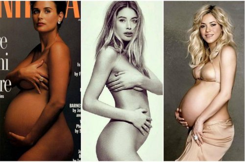 Hamilə ikən soyunmaqdan çəkinməyən məşhurlar - fotolar