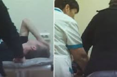 Həkimlər xəstəni döydülər – Şok video