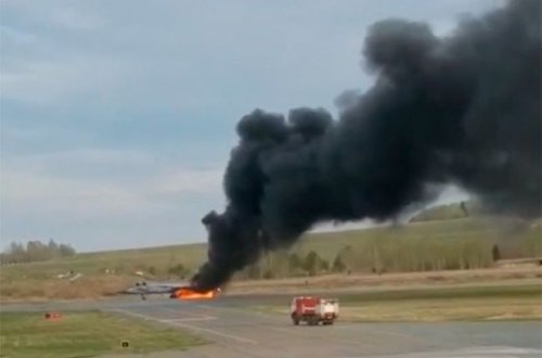 Rusiya qırıcısı təlim zamanı yandı – VİDEO