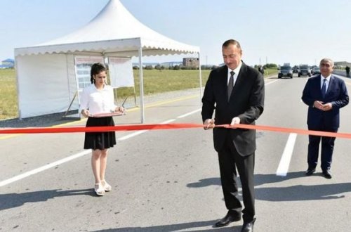 İlham Əliyev avtomobil yolunun açılışında
