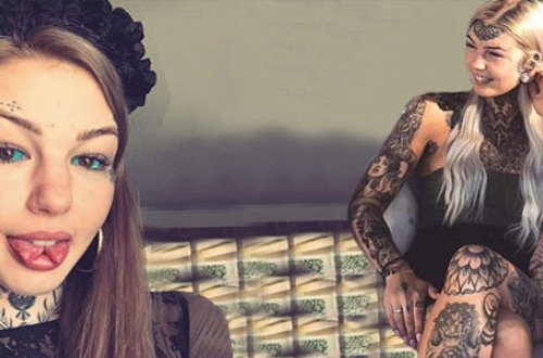 16 yaşlı qız gözünə tatu etdirib, dilini kəsdirdi - FOTOLAR