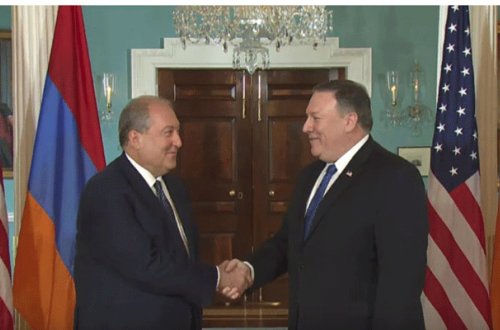 Pompeo Ermənistan prezidenti ilə görüşdü - Video