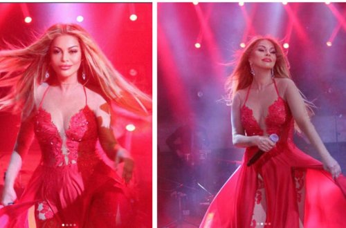 Xalq artisti dərin dekolteli səhnə kostyumu ilə göz qamaşdırdı - FOTO/VİDEO