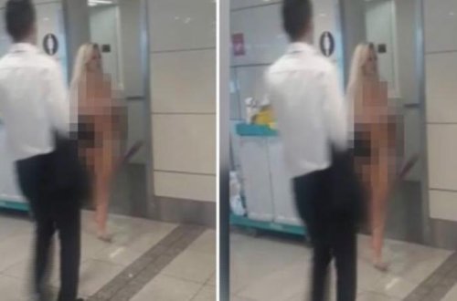 Qadın turist təyyarədən düşən kimi lümlüt soyundu - Çılpaq halda zala girdi və... - VİDEO