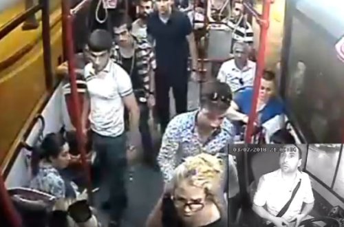 “BakuBus”da qəza şəraiti - Qadın yıxıldı+Video