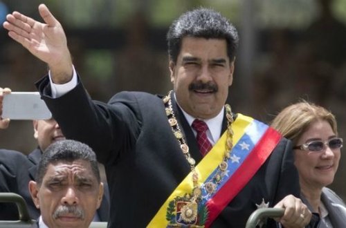 Maduronun çıxışı zamanı dronun partlama anı - VİDEO