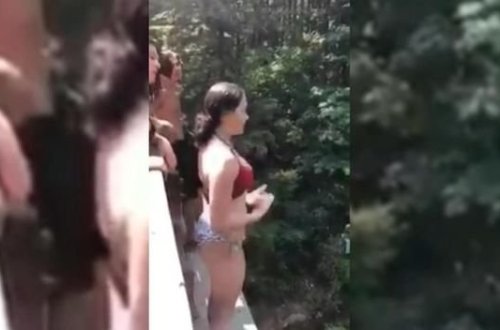 Rəfiqəsi amerikalı qızı körpüdən itələdi - VİDEO