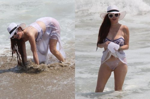 Alt paltarı ilə dənizə girdi - Fotolar