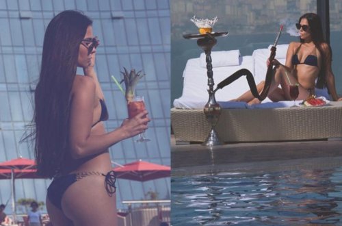 Aysel çimərlik geyimində fotokamera qarşısına keçdi