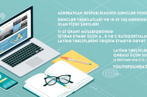 Azərbaycan Respublikasının Gənclər Fondu “A” “B” və “C” kateqoriyaları üzrə 11–ci qrant müsabiqəsini elan edir