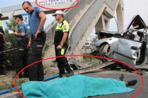 Ölən sürücünün qəza törətdiyi yerdəki yazı DƏHŞƏTƏ GƏTRİDİ - VİDEO - FOTO