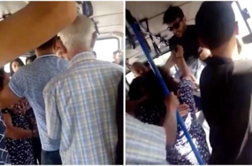 Bakıda avtobusda yer üstündə DAVA: 