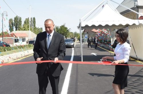 İlham Əliyev avtomobil yolunun açılışında - FOTO