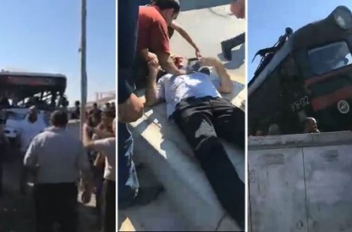 Bakıda qatar avtobusla toqquşdu: ölən var - YENİLƏNİB + VİDEO