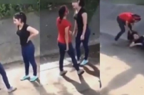 Məktəbli qızlardan küçənin ortasında BİABIRÇI HƏRƏKƏT - ANBAAN VİDEO