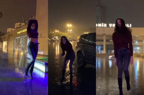 Pərvin gecəyarısı küçədə rəqs etdi - Video