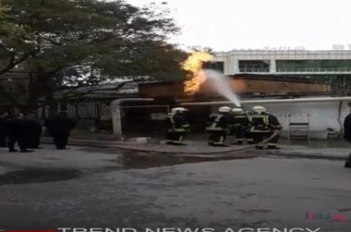 Bakının mərkəzində qaz borusu partladı - Yanğın başladı - VİDEO