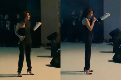 Röya qolu gipsli səhnəyə çıxdı - Video
