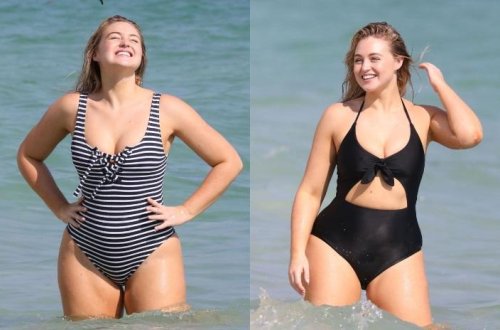 Böyük bədən modeldən bikinili pozlar - Fotolar