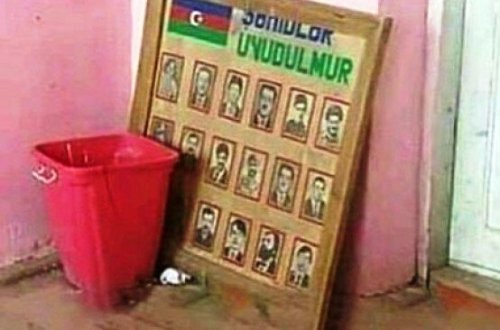 Azərbaycanda məktəbdə şəhidlər lövhəsi zibilliyə atıldı - İDDİA - FOTO