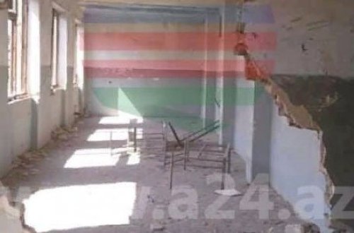 Şəmkirdə dərs zamanı məktəbin divarı uçdu (FOTO)