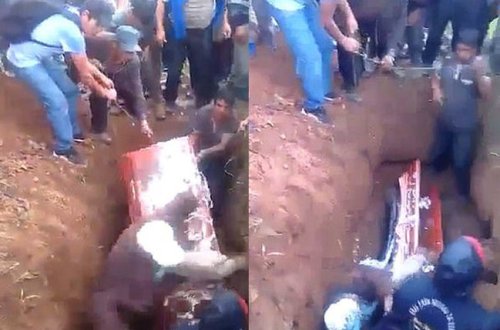 Məzara yıxıldı, tabutu aşırdı, ölü düşdü - VİDEO - FOTO