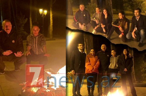 Prezident ailəsi ilə od çərşənbəsini belə qeyd edir - FOTOLAR