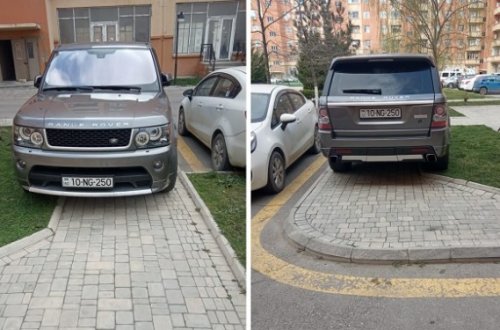 Qazonun üstündə park edən sürücü - FOTO